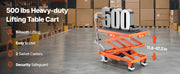 Load image into Gallery viewer, SucceBuy Hydraulic Lift Table 500lbs Capacity 47.2" Lifting Height Double Scissor Lift Table Cart with Wheels for Transportation
