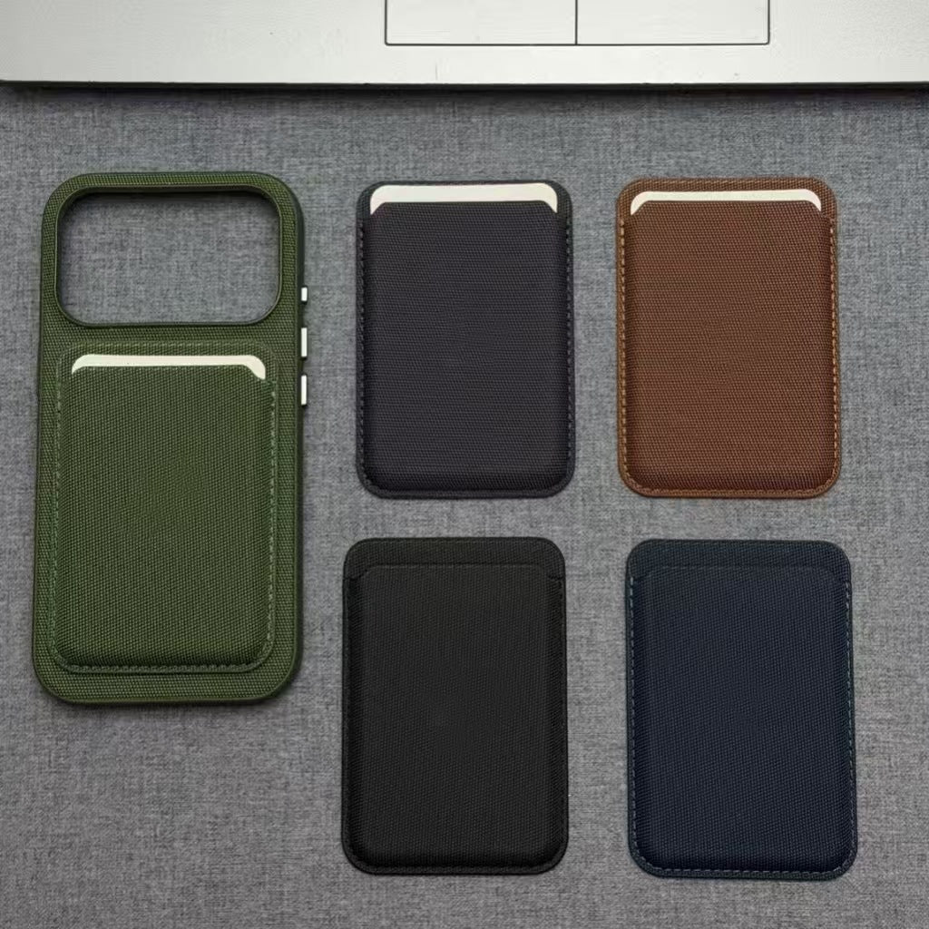 Magsafe-compatible Tech Fabric Card Holder With A Woven Texture And Strong Magnetic Attachment - AMOCARTcc85aca19c95b7e141d6fe7b6ff0b388