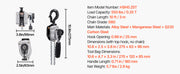 Charger l'image dans la visionneuse de galerie, Amocart 0.25/0.5T Manual Lever Chain Hoist Come Along 5/10/20ft Lift Height with Dual Pawl Brake &amp; Hooks for Warehouse Garage
