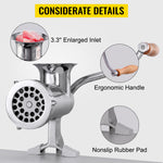 Amocart Manual Meat Grinder 304 Stainless Steel Hand Meat Grinder with Steel Table Clamp Meat Mincer Sausage Maker