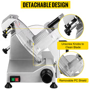 Charger l'image dans la visionneuse de galerie, Amocart Meat Slicer 200W/240W/320W/340W Electric Deli Food Slicer Adjustable Thickness for Commercial Home Use Cut Meat Cheese
