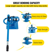 Charger l'image dans la visionneuse de galerie, Amocart Pipe Bender YP-9Manual Bench Steel Tube Bending Kit with 7Dies 1-3inMultifonction Compact Flat Bar Rod Brake Bends Tool

