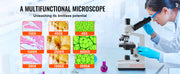 Bild in Galerie-Viewer laden, Amocart Compound Trinocular Microscope 40X-2500/40X-5000X Magnification Lab Microscope w/ LED Illumination &amp; External Interface
