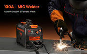 Bild in Galerie-Viewer laden, SucceBuy MIG Welder 130Amp Synergic Mig Welding Machine Gasless Flux Core Welder Portable Mig Welder with Digital Display Screen
