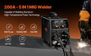 Charger l'image dans la visionneuse de galerie, Amocart 5-in-1 MIG Welder 200Amp Pluse Mig Welding Machine Gas MIG/Flux Core MIG/Stick/Lift TIG/AU TIG with LCD Screen Display
