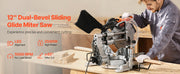 Charger l'image dans la visionneuse de galerie, Amocart Sliding Compound Miter Saw 12-Inch Blade 15Amp Motor 60-Tooth Corded Double Bevel Sliding Miter Saw LED Alignment
