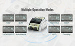 Amocart 1000Pcs/Min Money Counter Business Cash Register Euros Bills Fake Banknote Detector by UV & MG Function for Banks Shops