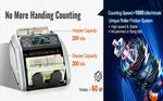 Amocart 1000Pcs/Min Money Counter Business Cash Register Euros Bills Fake Banknote Detector by UV & MG Function for Banks Shops