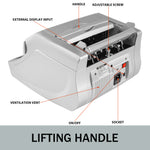 Amocart 1000Pcs/Min Money Counter Business Cash Register Euros Bills Fake Banknote Detector by UV & MG Function for Banks Shops