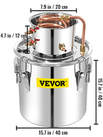 Amocart 3 5 8 13 Gal Alcohol Still Stainless Steel Alcohol Distiller Copper Tube Home Brewing Kit for DIY Whisky Wine