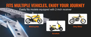 Bild in Galerie-Viewer laden, Amocart Motorcycle Carrier 2-Bike 600LBS Aluminum Motorcycle Carrier Hitch Mount, Loading Ramp Scooter Dirt Bike Trailer Hauler
