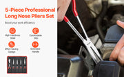 Charger l'image dans la visionneuse de galerie, Amocart 5-Piece Needle Nose Pliers 11 in Long Needle Nose Pliers Set Diagonal Cutting Pliers 45°/90° Bent Round Nose Plier
