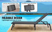 Charger l'image dans la visionneuse de galerie, Amocart Chaise Lounge Chair Outdoor Aluminum Patio LoungeFolding Pool Lounge Recliner Full Flat for Patio Beach Pool Dark Grey
