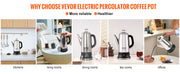 Charger l'image dans la visionneuse de galerie, Amocart 12-Cup Electric Percolator Coffee Pot 304 Stainless Steel Coffee Percolator with Keep Warm Function
