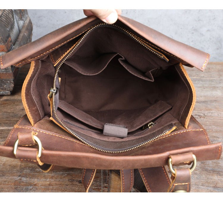 Personality Cowhide School Bag Leather Retro Men - AMOCARTa3518ae12cb565e3c1e55170f0fde6b8
