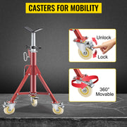 Charger l'image dans la visionneuse de galerie, Amocart Pipe Holding Stand Folding Tripod Jack 3 Types Heights 12in Pipeworking Supporting Clamped Tool with Roller Head

