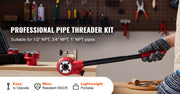 Charger l'image dans la visionneuse de galerie, SucceBuy Pipe Threader Kit 1/2" NPT 3/4" NPT 1" NPT Manual Ratcheting Pipe Threader Portable Pipe Threading Tool Set 3PCS
