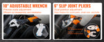 Amocart 8-Piece Pliers Set High Carbon Steel 12"/10"/8" Groove Joint Pliers 8" Linesman's Pliers 8" Long Nose Pliers