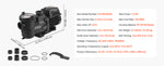 SucceBuy Variable Speed Pool Pump 1.5/2/3 HP AC 220-240V 115/132/145/190 GPM In/Above with Filter Basket Timer for Swimming Pool