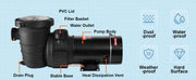Charger l'image dans la visionneuse de galerie, Amocart Swimming Pool Pump 1.5HP / 2.0HP Single Speed Pumps for Above Ground Pool with Strainer Filter Basket ETL Certification

