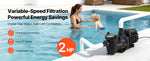 SucceBuy Variable Speed Pool Pump 1.5/2/3 HP AC 220-240V 115/132/145/190 GPM In/Above with Filter Basket Timer for Swimming Pool
