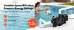 SucceBuy Variable Speed Pool Pump 1.5/2/3 HP AC 220-240V 115/132/145/190 GPM In/Above with Filter Basket Timer for Swimming Pool