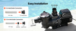 SucceBuy Variable Speed Pool Pump 1.5/2/3 HP AC 220-240V 115/132/145/190 GPM In/Above with Filter Basket Timer for Swimming Pool
