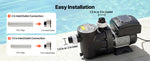 SucceBuy Variable Speed Pool Pump 1.5/2/3 HP AC 220-240V 115/132/145/190 GPM In/Above with Filter Basket Timer for Swimming Pool