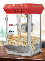 Amocart 8/12Oz Electric Popcorn Maker Commercial Popper Machine  Automatic Corn Cookware with Scoop Spoon 304 Heating Tube