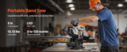 Charger l'image dans la visionneuse de galerie, Amocart 20V Portable Band Saw 2.5-In/5-In Deep Cut 360W Bandsaw 0-120/192 m/min Variable Speed with Brushless Motor Hang Hooks
