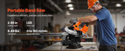 Charger l'image dans la visionneuse de galerie, Amocart 20V Portable Band Saw 2.5-In/5-In Deep Cut 360W Bandsaw 0-120/192 m/min Variable Speed with Brushless Motor Hang Hooks
