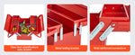Amocart Metal Tool Box 2-Tier 3-Tray Portable Folding Tool Chest Organizer with Handle & Lock Toolbox for Factory Repair Shop