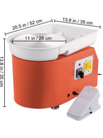 SucceBuy Electric Pottery Wheel Machine 28cm 350W Manual Handle Foot Pedal for School Ceramic Clay Working Forming DIY Art Craft