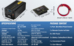 SucceBuy Pure Sine Wave Power Inverter 12V DC to 120V AC Aluminum Alloy LCD Screen & LED Indicators Powering Laptop Fan Grinder