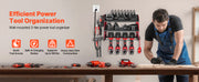 Bild in Galerie-Viewer laden, Amocart 3 Tire Power Tool Organizer Drill Storage Rack with Charging Station &amp; Side Pegboard Tool Organizer for Garage Workshop

