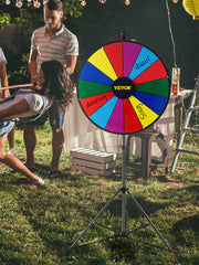 Charger l'image dans la visionneuse de galerie, Amocart 18 Inch Tabletop Color Prize Wheel w/ Folding Tripod Floor Stand 14 Slots Dry Erase for Win Fortune Spinning Stand Game
