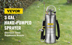 SucceBuy 4-12L Hand Powered Sprayer Stainless Steel Watering Spraying Sprinkling Atomizer Pump Home Ground Garden Cleaning Sprayer