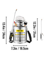 SucceBuy 4-12L Hand Powered Sprayer Stainless Steel Watering Spraying Sprinkling Atomizer Pump Home Ground Garden Cleaning Sprayer