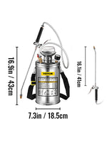 SucceBuy 4-12L Hand Powered Sprayer Stainless Steel Watering Spraying Sprinkling Atomizer Pump Home Ground Garden Cleaning Sprayer
