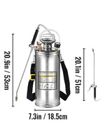 SucceBuy 4-12L Hand Powered Sprayer Stainless Steel Watering Spraying Sprinkling Atomizer Pump Home Garden Cleaning Sprayer