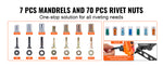 Amocart Rivet Nut Tool Rivnut Tool Kit Metric and SAE Mandrels 70PCS/186PCS Rivet Nuts With Rugged Carrying Case