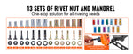 Amocart Rivet Nut Tool Rivnut Tool Kit Metric and SAE Mandrels 70PCS/186PCS Rivet Nuts With Rugged Carrying Case