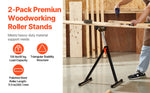 SucceBuy Roller Stand 135lbs/250lbs LBC Adjustable Height with 11.5in Polished Steel Roller Head Woodworking Extension Support