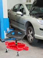 Amocart Rolling Garage Stool Car Detailing Stool Adjustable Height Mechanic Seat With Tool Tray Workshop Auto Repair Shop Stool
