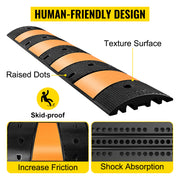 Bild in Galerie-Viewer laden, Amocart Rubber Speed Bump 2 Channel Speed Bump Hump 72.8x12.2x2.2 Garage Cable Ramp for Asphalt Concrete Gravel Driveway-6 FT
