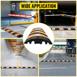 Amocart Rubber Speed Bump 2 Channel Speed Bump Hump 72.8x12.2x2.2 Garage Cable Ramp for Asphalt Concrete Gravel Driveway-6 FT