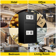 Charger l'image dans la visionneuse de galerie, Amocart 33" Double Door Safe Deposit Box Secret Hidden Piggy Bank Steel Separate Storage Space Electronic Lock for Office Home
