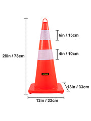 Charger l'image dans la visionneuse de galerie, Amocart Tools Safety Cones 12"x28" High Visibility PVC Orange Traffic Cones with Heavy-Duty Base Used for Traffic Road Control
