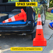 Charger l'image dans la visionneuse de galerie, Amocart Tools Safety Cones 12"x28" High Visibility PVC Orange Traffic Cones with Heavy-Duty Base Used for Traffic Road Control
