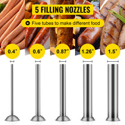 Bild in Galerie-Viewer laden, Amocart 3L Horizontal Sausage Stuffer Manual Sausage Maker Stainless Steel With 5 Filling Nozzles For Home &amp; Commercial Use
